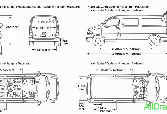 Toyota Hiace (European) (2006) (Toyota Hiatsa (European) (2006)) - drawings (drawings) of the car